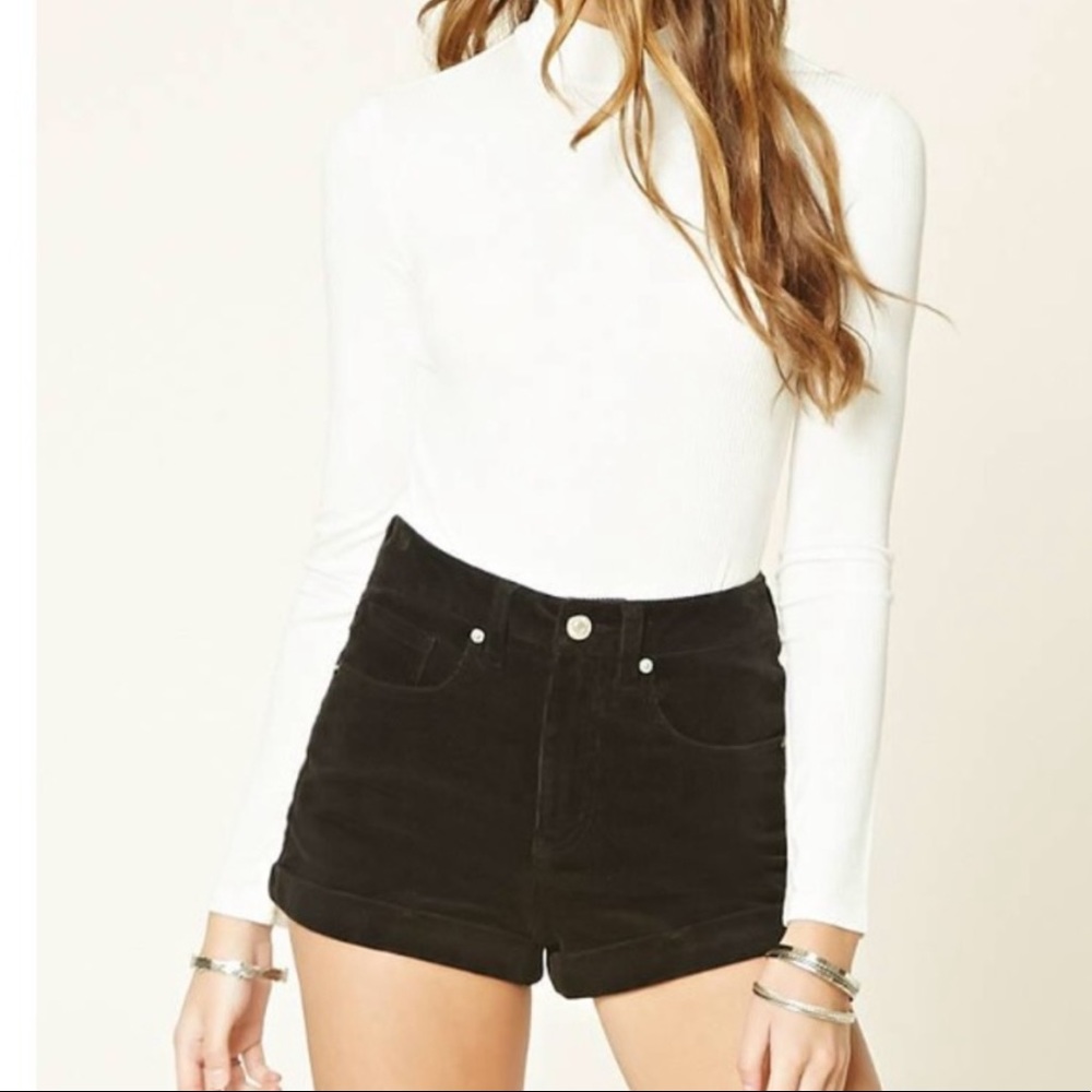 Black high waisted corduroy short